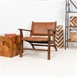 Sahana Modern Furniture Style Wide Top Leather Cognac Tan Accent Armchair