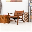 Sahana Modern Furniture Style Wide Top Leather Cognac Tan Accent Armchair