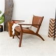 Sahana Modern Furniture Style Wide Top Leather Cognac Tan Accent Armchair