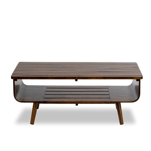 astrid mid-century modern rectangular solid wood coffee table  in brown