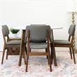Cambria 5-Piece Mid-Century Dining Room Set w/4 Fabric Dining Chairs in Gray