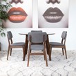 Cadence Modern Solid Wood Walnut Dining Room & Kitchen Table and Chair Set of 4