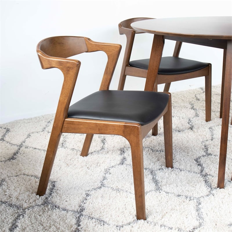 Cali Modern Solid Wood Walnut Dining Room & Kitchen Table and Chairs for 4