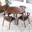 Cali Modern Solid Wood Walnut Dining Room & Kitchen Table and Chairs for 4