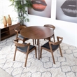 Cali Modern Solid Wood Walnut Dining Room & Kitchen Table and Chairs for 4