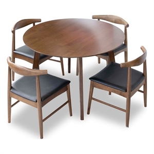 charlene modern solid wood walnut dining room & kitchen table and chair set of 4