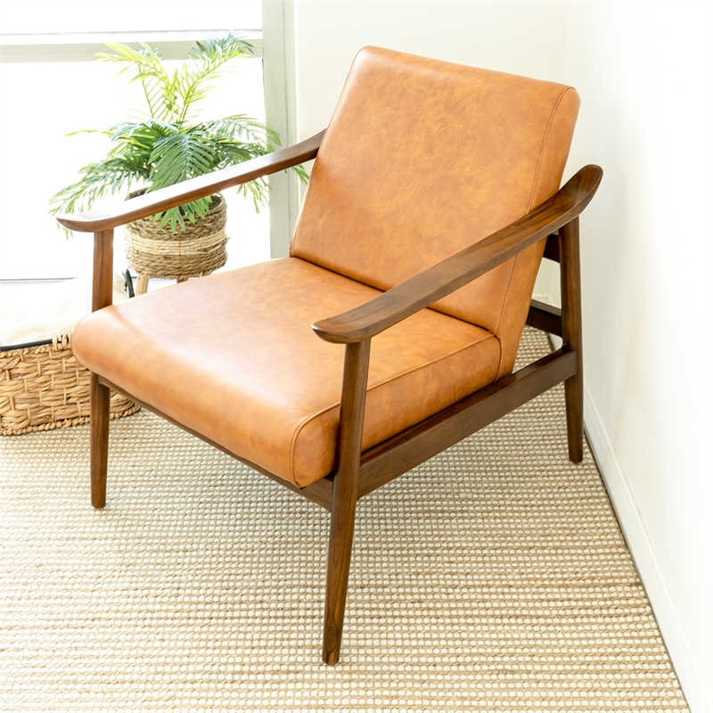 mid century modern harmony leather accent chair