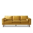 Hudson Living Room Mid Century Modern Pillow Back Velvet Sofa in Dark Yellow
