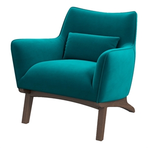 Gatsby Mid-Century Modern Tight Back Velvet Upholstered Armchair in Teal