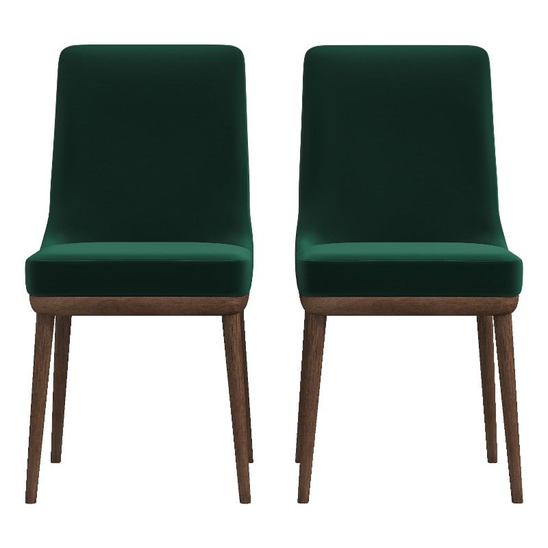 Grayson Mid-Century Modern Velvet Dining Chair in Green (Set of 2)