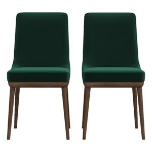 Grayson Mid-Century Modern Velvet Dining Chair in Green (Set of 2)
