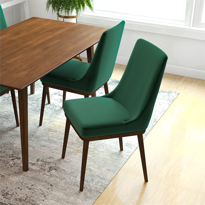 Grayson Mid-Century Modern Velvet Dining Chair in Green (Set of 2)