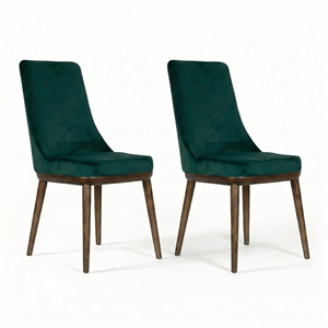 Grayson Mid-Century Modern Velvet Dining Chair in Green (Set of 2)