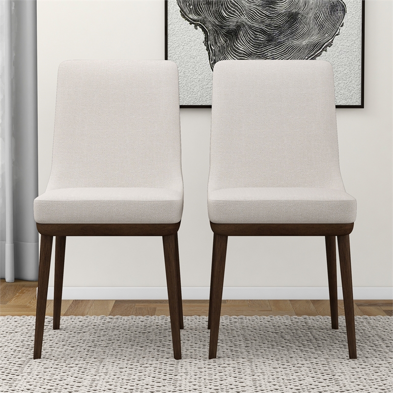 Grayson MidCentury Modern Polyester Blend Fabric Dining Chair in Beige