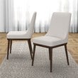Grayson Mid-Century Modern Polyester Blend Fabric Dining Chair in Beige (Pair)