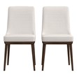 Grayson Mid-Century Modern Polyester Blend Fabric Dining Chair in Beige (Pair)