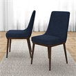 Grayson Mid-Century Modern Polyester Blend Fabric Dining Chair in Blue (Pair)