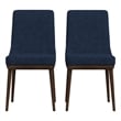 Grayson Mid-Century Modern Polyester Blend Fabric Dining Chair in Blue (Pair)