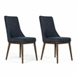Grayson Mid-Century Modern Polyester Blend Fabric Dining Chair in Blue (Pair)