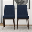 Grayson Mid-Century Modern Polyester Blend Fabric Dining Chair in Blue (Pair)