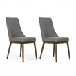 Grayson Mid-Century Modern Polyester Blend Fabric Dining Chair in Gray (Pair)