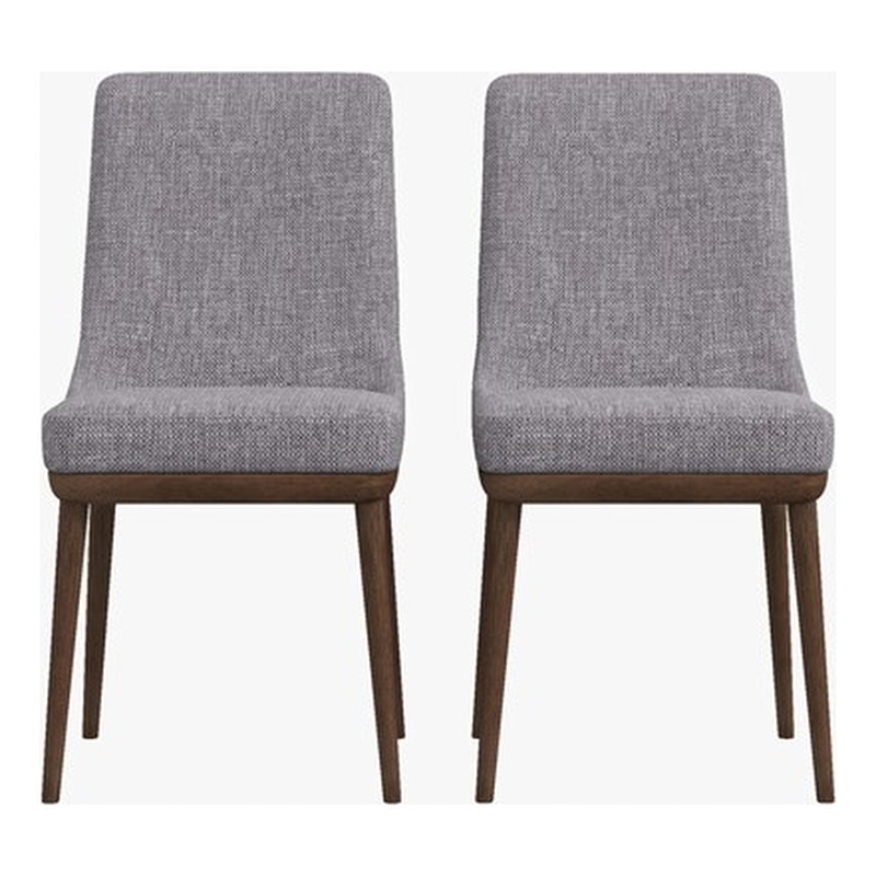 Grayson Mid-Century Modern Polyester Blend Fabric Dining Chair in Gray (Pair)