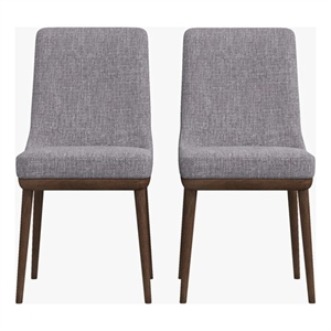 Grayson Mid-Century Modern Polyester Blend Fabric Dining Chair in Gray (Pair)