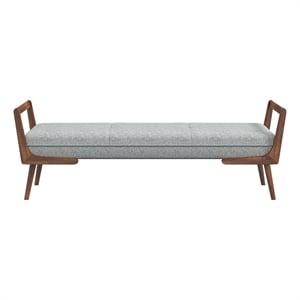 Poppy Mid-Century Modern Rectangular Fabric Upholstered Bench in Gray