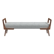 Poppy Mid-Century Modern Rectangular Fabric Upholstered Bench in Gray