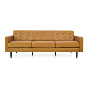 harvey mid-century modern tight back genuine leather sofa