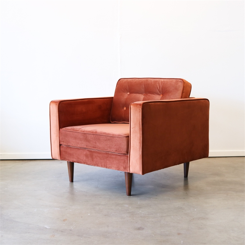 Mid Century Harriet Orange Velvet Lounge Chair ASH4920