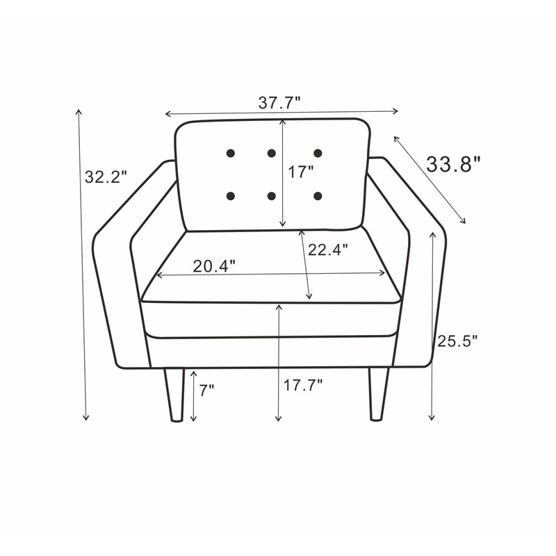 Harriet Mid Century Modern Style Tufted  Wide Velvet Armchair in Orange