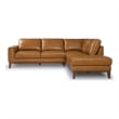 Milton Modern Living Room Top Leather Corner Sectional Sofa in Cognac Tan