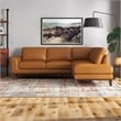 Milton Modern Living Room Top Leather Corner Sectional Sofa in Cognac Tan