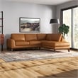 Milton Modern Living Room Top Leather Corner Sectional Sofa in Cognac Tan