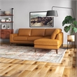Milton Modern Living Room Top Leather Corner Sectional Sofa in Cognac Tan