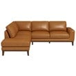 Milton Modern Living Room Top Leather Corner Sectional Sofa in Cognac Tan