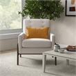 Steven Mid-Century Modern Tufted Cream Fabric Linen Accent Armchair
