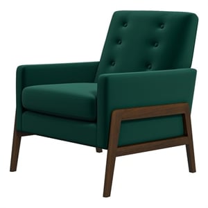 Steven Mid-Century Modern Tufted Green Velvet Accent Armchair