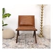 Malon Mid Century Modern Tight Back Genuine Leather Lounge Chair in Tan