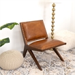 Malon Mid Century Modern Tight Back Genuine Leather Lounge Chair in Tan
