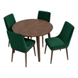 Ines Modern Solid Wood Walnut Kitchen & Dining Room Table and Chair Set of 4