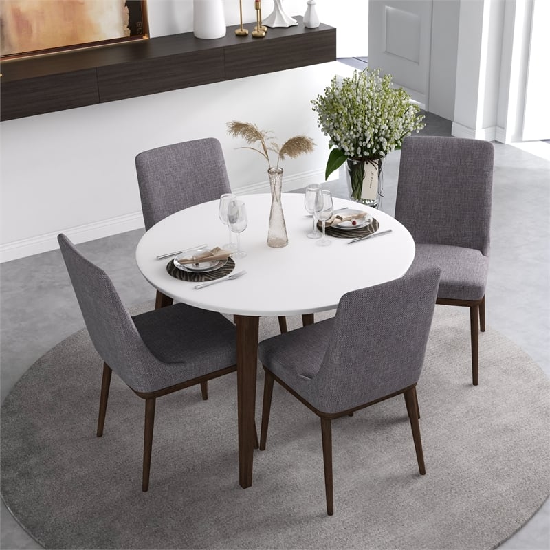 Issa Modern Solid Wood Walnut Dining Room & Kitchen Table and Chairs for 4