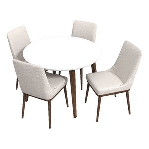 Ilana Modern Solid Wood Walnut Kitchen & Dining Room Table and Chairs for 4