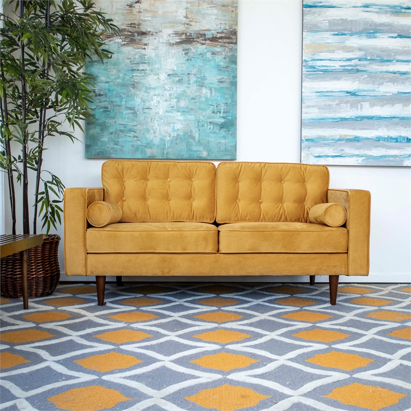 Mid Century Modern Harriet Loveseat Yellow Sofa ASH2824