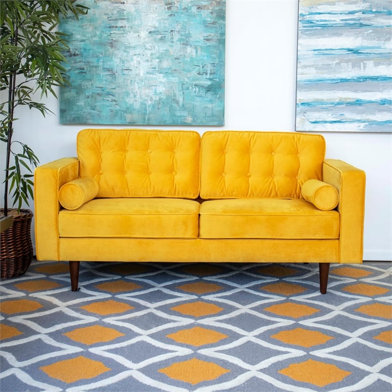 Mid Century Modern Harriet Loveseat Yellow Sofa - ASH2824