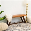 Poller Mid Century Modern Cognac Tan Leather Bench