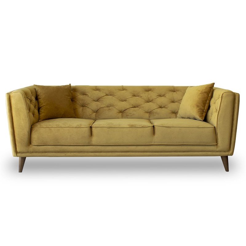 Mid Century Modern Moolen Yellow Sofa, Yellow Leather Sofa Modern