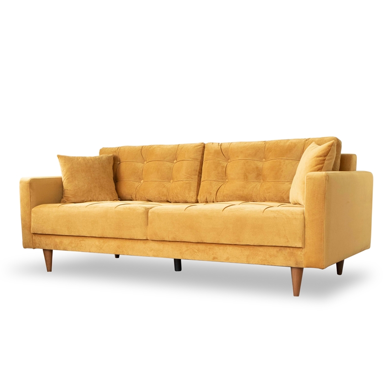 Mid Century Modern Deven Yellow Sofa ASH4375