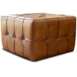 Bumble Mid-Century Modern 27.5-inch Square Genuine Leather Ottoman in Brown